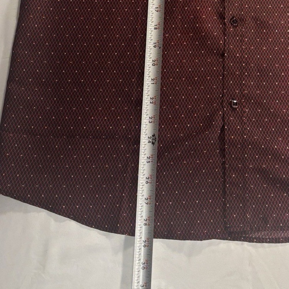 Mens XL Maroon Black Geometric Button Shirt Y2K Club Party Casual Short Sleeve - Picture 7 of 11